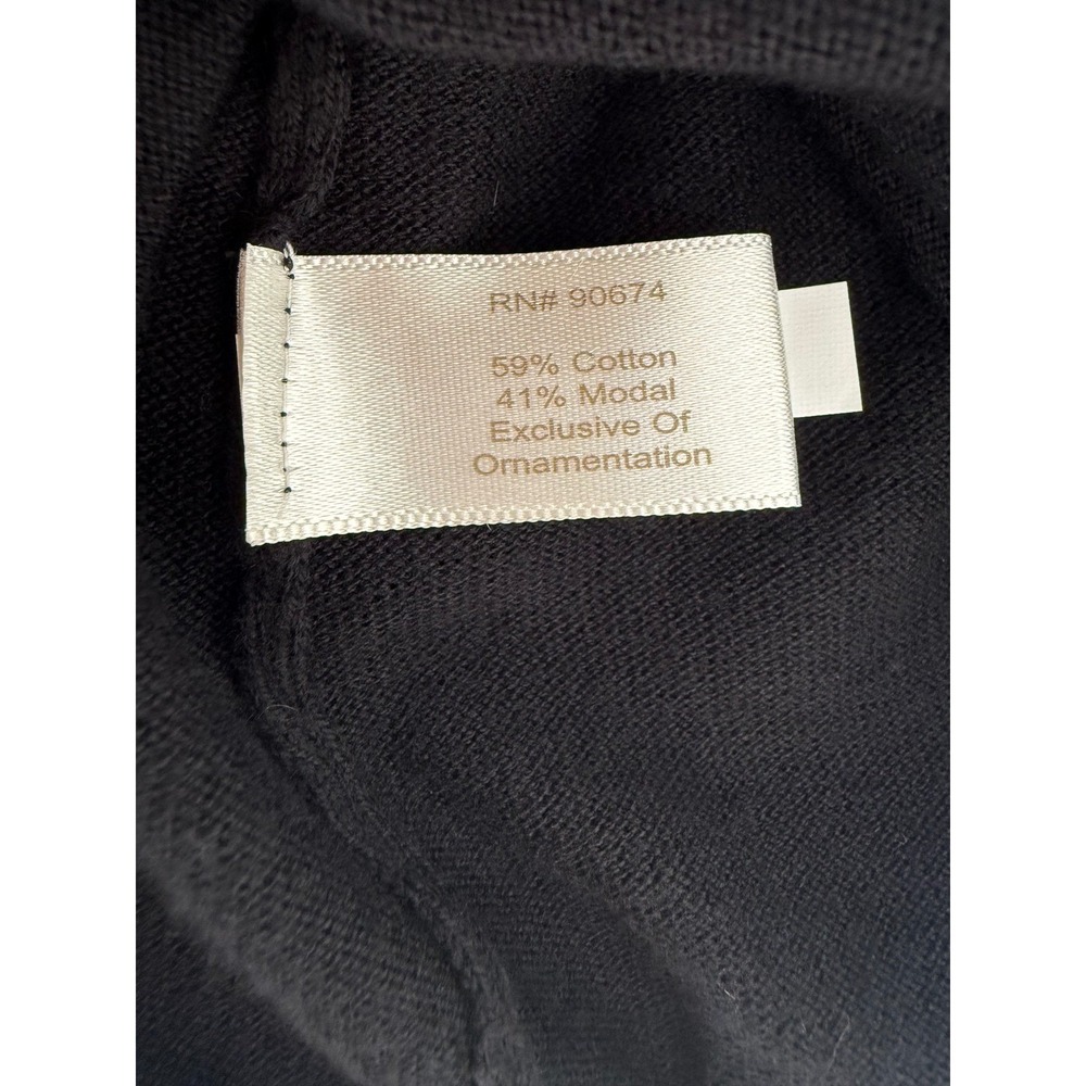 Boston Proper Studded Cardigan Large Black Zip Front Mock Neck NWT - Picture 9 of 11